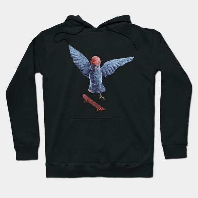 Bird doing skateboard maneuver Hoodie by BOO